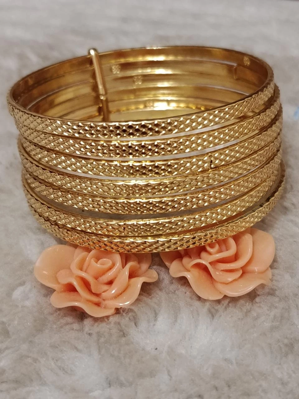 Lot 7 bracelet jonc multirangs plaque or véritable avec poinson